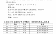 2018年度长沙市中小学一级教师职称评审拟通过人员公示