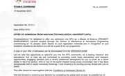 祝贺明德国际部周熙禹校友就读新加坡南洋理工大学航天工程研究生